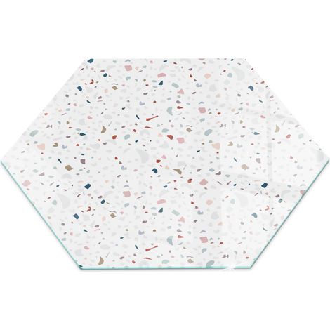 Décorative Plaque en verre trempé pour cheminée indépendante de sol avec impression Motif avec petites formes h40 cm (1/5)