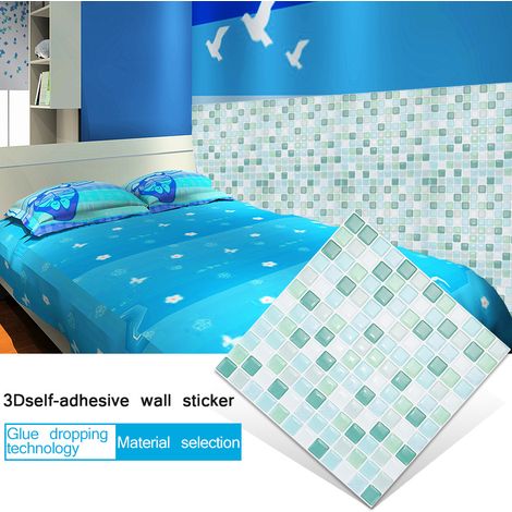 Sticker mural 3D autocollant pour carrelage, déco cuisine salle de bain, papier peint adhésif DIY, lot de 10, imperméable, facile à poser (1/5)