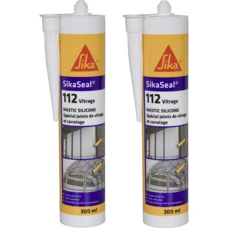 Set di 2 vetri sigillanti siliconici speciali - SIKA SikaSeal 112 Glazing - Bianco - 300ml