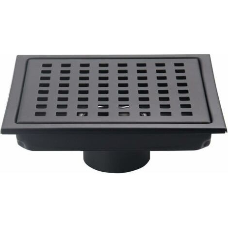 Drain de sol de douche carré de 6 pouces, noir mat, Grille avec couvercle amovible, acier inoxydable SUS304 (1/4)