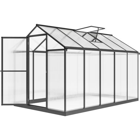 Serre de jardin en aluminium polycarbonate. serre avec fenêtres supérieures réglables 303 x 183 x 195 cm transparent