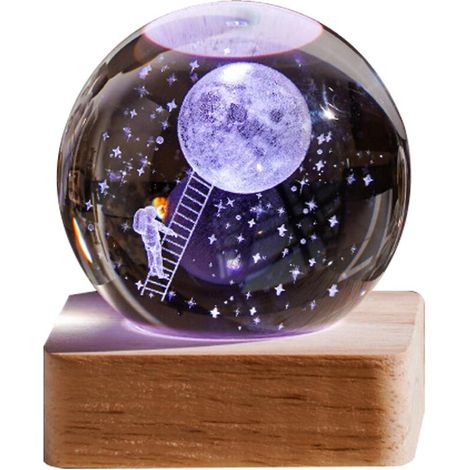 3D-Galaxie-Kristallkugel-Nachtlicht, kreatives Geburtstagsgeschenk, USB-Anschluss, Holzsockel, für Wohn- oder Schlafzimmer – Absatz 10 (1/5)