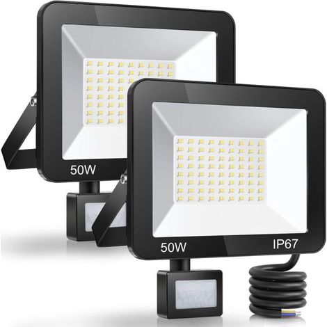 50W Projecteur LED Exterieur Detecteur de Mouvement 2 Pièce, IP67 Étanche Spot LED Avec Détecteur, 5000LM 7000K Blanc Froid Eclairage Exterieur, Lampe Exterieur pour Jardin Terrasse Entrée..DEBUNS (1/5)