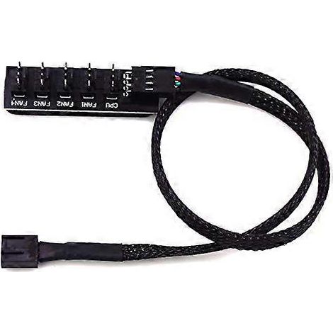 Répartiteur de ventilateurs PWM, répartiteur 4 broches gainé 1 vers 5 pour ventilateurs de refroidissement internes de boîtier PC, offre une grande flexibilité entre la carte mère et le processeur, fa (1/4)