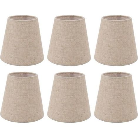 Lot de 6 petits abat-jour à pince en lin pour lampes à bougies, accessoires d'éclairage (1/4)