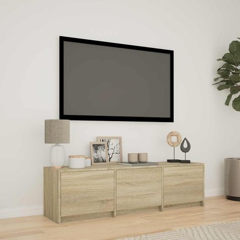 Meuble TV Banc TV Armoire TV avec LED avec LED Chêne Sonoma 140 x 34 x 40 cm (1/5)