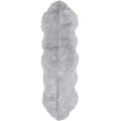 Chemin de table en fausse peau de mouton / agneau, décoration de chambre, chemin de table, 55 x 180 cm,Gris (1/4)