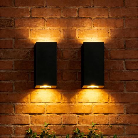 2 Pièces Applique Murale Extérieur Intérieur Up Down Douille GU10 Étanche IP54 Applique Murale LED Moderne pour Salon Et Jardin 155mm X 70mm X 87mm Noir (1/5)