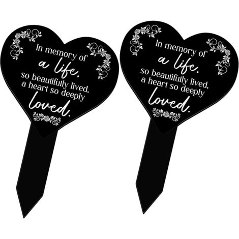 Lot De 2 Décorations De Cimetière en Acrylique avec Piquet en Forme De Cœur pour Usage Extérieur (1/5)