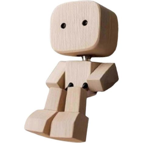 Figurine d'homme en bois tremblant, figurine amusante d'homme en bois aux pieds tremblants, pour décoration de tableau de bord de voiture ou de bureau (1/4)