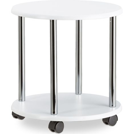 Tavolino quadrato mobile 41,5 x 40 x 40 cm con ripiano, carrello dal design contemporaneo in MDF bianco 130008608