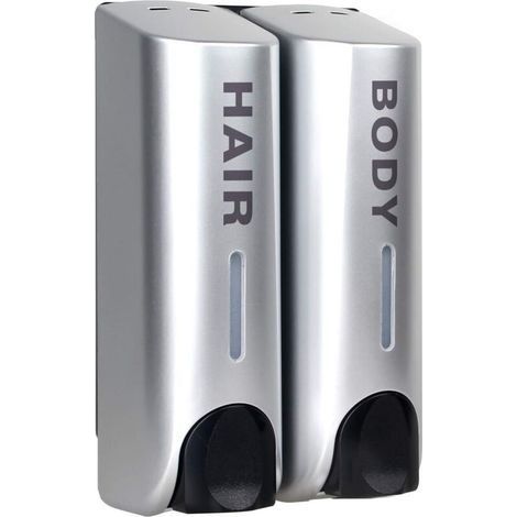 Set of Soap Dispensers, for Shower Gel, Shampoo Conditioner, Wall Mounted, Support, Silver (1/5)