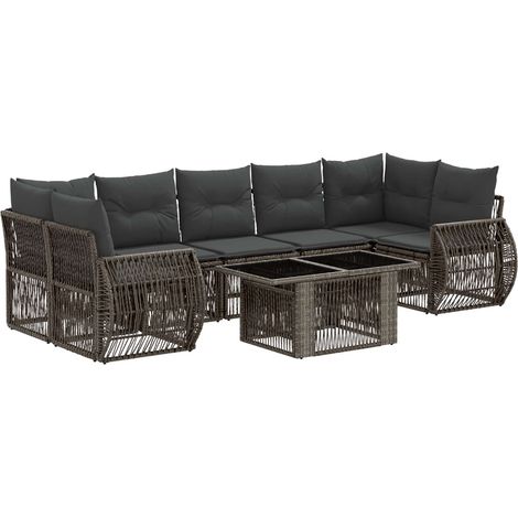 Conjunto de sofás de jardín 8 uds. Gris y Gris Oscuro vidaXL (1/5)