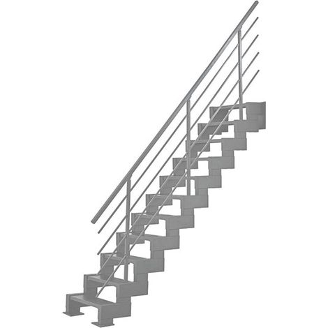 Escalier droit métal 11 marches - Hauteur à franchir 2,44 à 3,00m - Largeur 56cm - Hauteur réglable - M-MINI/I/SNMGRI-11