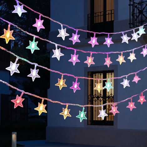 Guirlande lumineuse LED étoiles solaire, lampe d'ambiance extérieure camping décoration fête IP44 A31 (1/5)