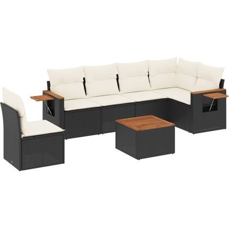 Maison Exclusive - Set Divani da Giardino con Cuscini 7pz Nero Polyrattan (1/5)