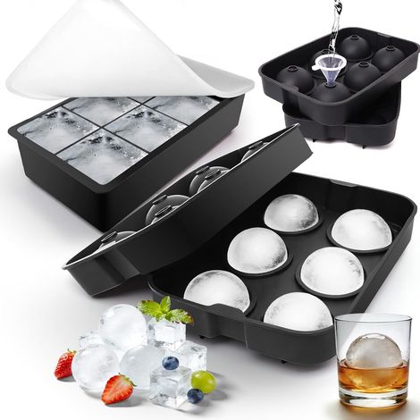 Lot de 2 Bacs à Glaçons en Silicone -Moule à glaçons Grand Format avec Bouchon - Démoulage Facile et Réutilisable - Sans BPA - Pour Cocktails et Whisky (1/5)