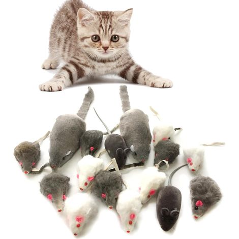 Souris en Peluche, 16 Pièces Peluches Souris Jouets pour Chat Chaton - 3 Taille Différente (1/5)