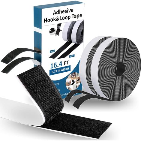 Extra Forte Scratch Autocollant Double Face 20 mm x 5 m, Multifonctionnel Bande Scratch Adhésive, Noir Double Face pour Intérieur et Extérieur, pour Ménage (1/5)