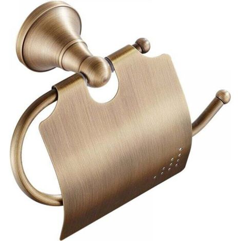 Toilet Paper Holder - Retro Toilet Paper Holder with Brass Lid MUMU Wall Mounted Roll Holder (1/3)