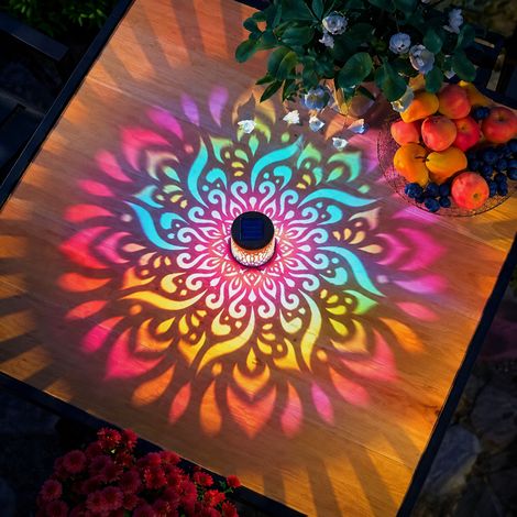 Applique murale solaire extérieure lumière colorée projection mandala 5W étanche IP65 réf 2254 500 g – Livraison gratuite