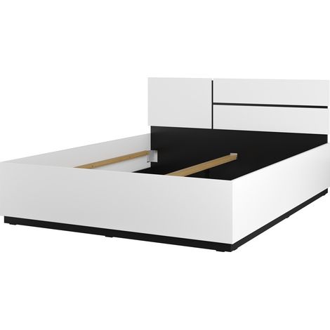 Bett HAVANA 180x200 cm weiß und schwarz – Modernes Designbett für das Schlafzimmer für Erwachsene