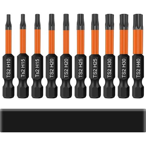 Lntyq Embouts De Vissage Torx, 10 Embouts De Vissage Torx 50 mm De Long Tige Hexagonale 1/4 » Avec MéMoire De Base, T10/T15/T20/T25/T30/T40 Jeu D'Embouts éLectriques (1/5)