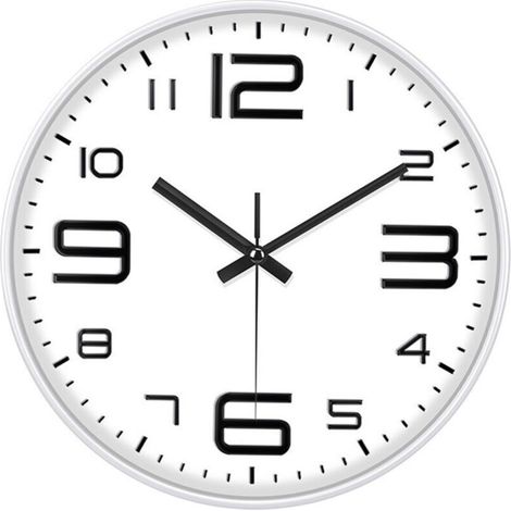 Modern and Silent 30cm Round Clock - Quartz Battery Operated - Decorative Design for Any Room in the Home or Office
