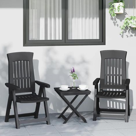 Gartenstühle 2 Stk. Verstellbar Anthrazit PP