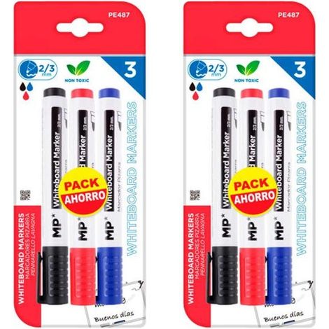 Evidenziatori a colori per lavagna bianca punta rotonda 2/3 mm 3 pezzi blister (1/5)