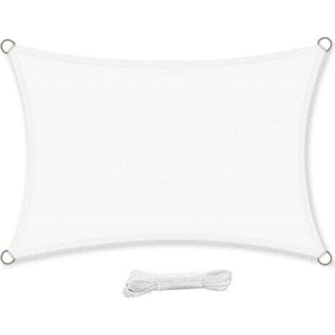 Rechteckiges Sonnensegel 3x4 Meter, wasserdicht, wasserabweisend, UV-Schutz, weiß, für Garten, Terrasse oder Balkon