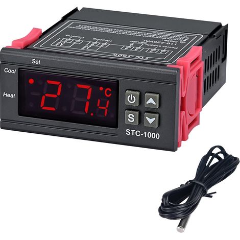 Termostato digital con sensor de temperatura STC-1000, controlador de refrigeración de CA de 110-220 V, sonda de sensor NTC de 90 cm (3 pies)
