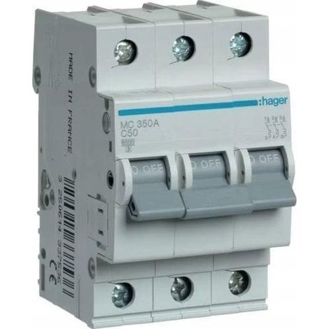 Hager Standard-Schutzschalter 3-polig 50A grau