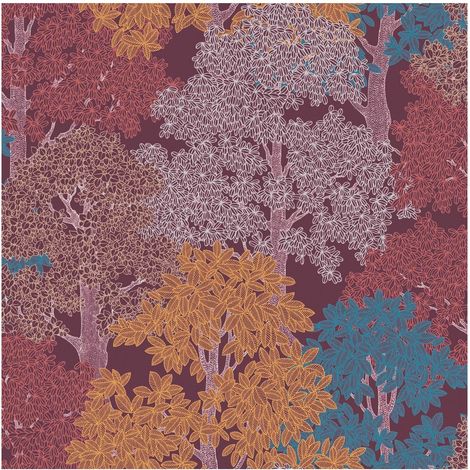 Nature wallpaper wall Profhome 377533 non-woven wallpaper smooth design matt purple red yellow grey 5.33 m2 (57 ft2) (1/5)