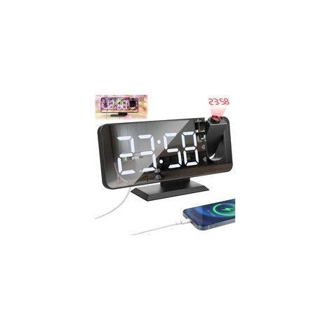Sveglia con proiettore e orologio digitale, dotata di: LED, proiettore, scrivania - Crezuo