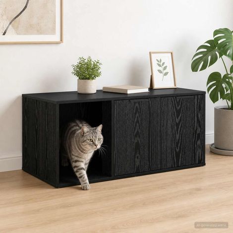 vidaXL Mobile per gatti Rovere Nero 100 x 49 x 45 cm (1/5)