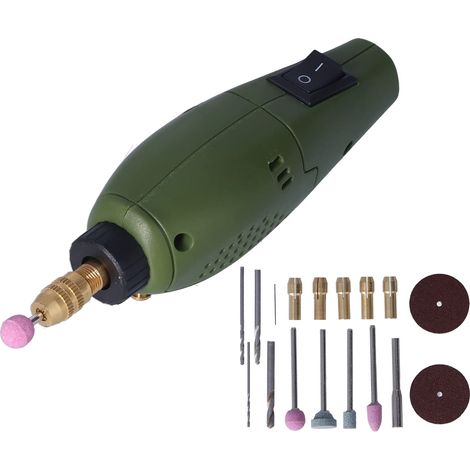Kit outil rotatif électrique – mini broyeur – 19 accessoires – coupe / ponçage / polissage / perçage / gravure – vert
