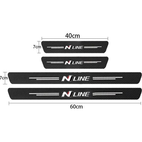 (4 pièces pour N LINE) Seuil de porte de voiture en fibre de carbone,autocollants de protection anti-rayures pour Hyundai N LINE i20 i30 Accent Tucson Elantra (1/3)