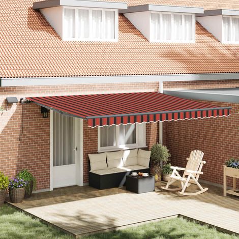 Toldo retráctil Naranja y marrón 450 x 300 cm Tela y Aluminio