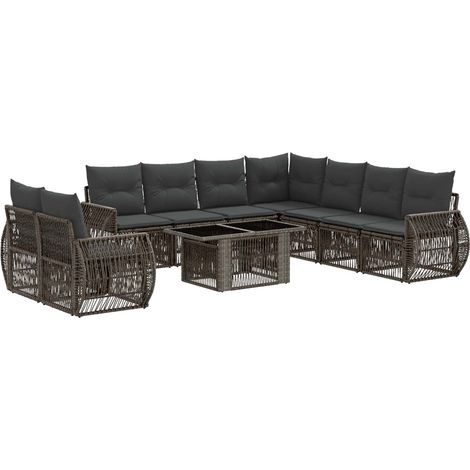 Set Divano da Giardino 10 pz Grigio e Grigio Scuro polyrattan vidaXL (1/5)