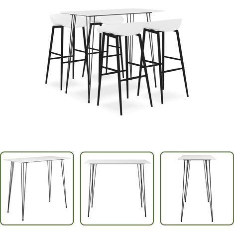 Barhocker - 5-tlg. Bar-Set Weiß (1/5)