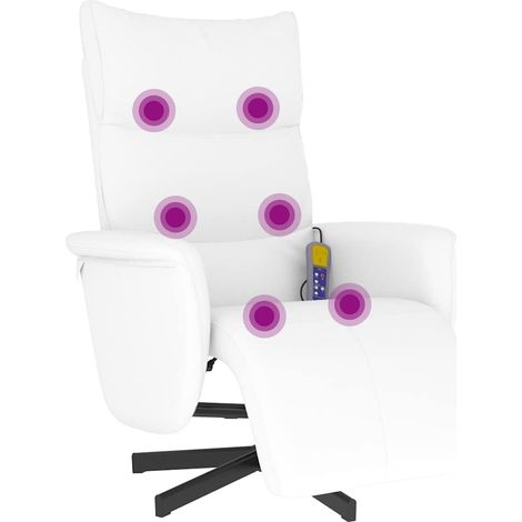 Fauteuil Inclinable - Fauteuil Relax repose-pieds blanc similicuir fr17686 (1/5)