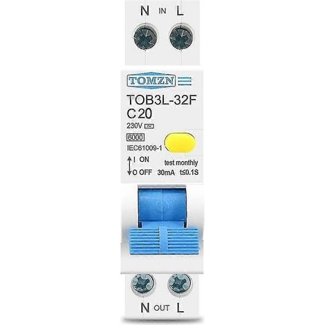 Disjoncteur différentiel automatique monophasé + neutre 6 kA 18 mm² 230 V avec protection contre les surintensités (1/5)