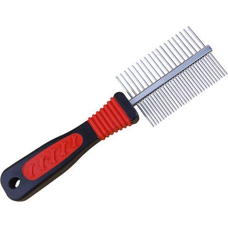 Peigne de Toilettage de Chien, Peigne Rateau pour Chats Peigne avec Arrondies dents double face en metal Brosse Peigne antipuces pour Animaux à Poils Moyens et Longs Peigne de toilettage (1PCS) (1/3)