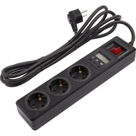 ORION91oficial® - MARCA 3M Base Múltiple 3 Enchufes Tipo F Schuko + 3 metros de cable, y Pantalla - spaziOrion91 - (1/3)