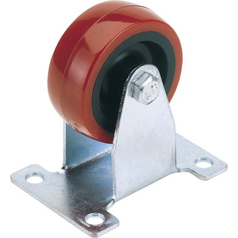 Draper 75mm Dia. Fixed Plate Fixing Polyurethane Wheel - S.W.L. 100Kg (65517)