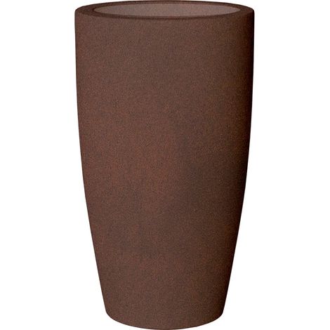 Jardinière ronde en polyéthylène 90 cm – Résistante aux UV – Volume 15,8 litres – Pour plantes d'intérieur et d'extérieur – Bronze – New Garden (1/5)