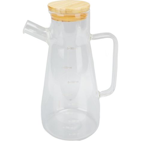 Hochwertige Ölflasche aus Borosilikatglas, staubdicht, sedimentbeständig, Essigbehälter aus Glas mit ergonomischem Griff für die Küche, 900 ml (1/5)