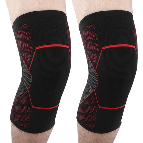 Genouillères de Sport Respirantes en Nylon, Protection Articulaire pour Fitness et Musculation (Rouge, Taille XL) (1/5)