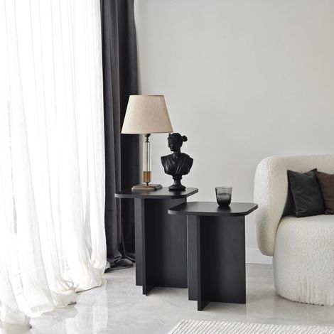 Tavolino da Salotto Meduno, Forma Quadrato, Materiale Piano in Legno Nobilitato, Colore Ripiano Nero, 40x40x50h cm Nero (1/5)
